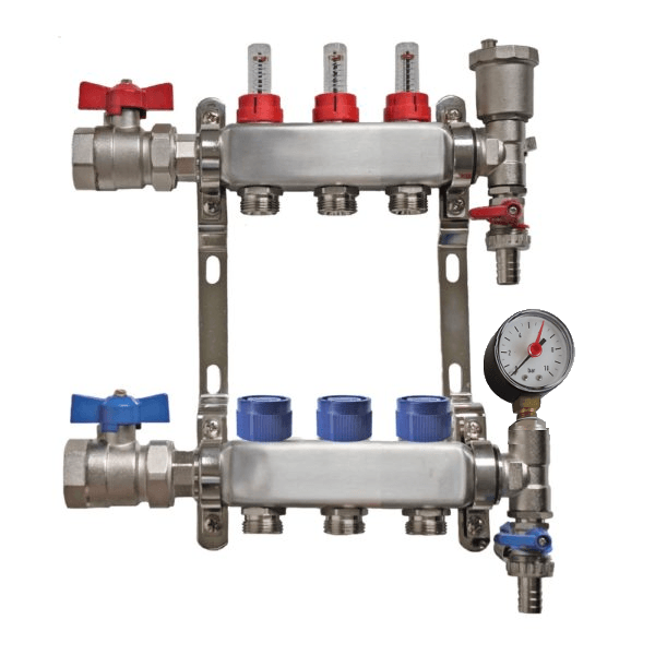 3 Port Manifold with Valves and Fittings