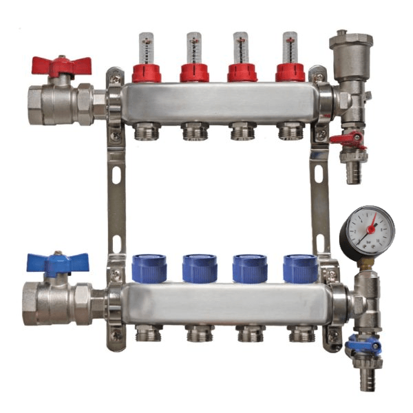 4 port manifold for water underfloor heating