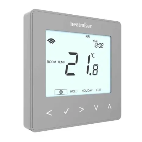 neoStat V2 sliver thermostat Wired Heatmiser neoStat V2 thermostat for underfloor heating in silver.