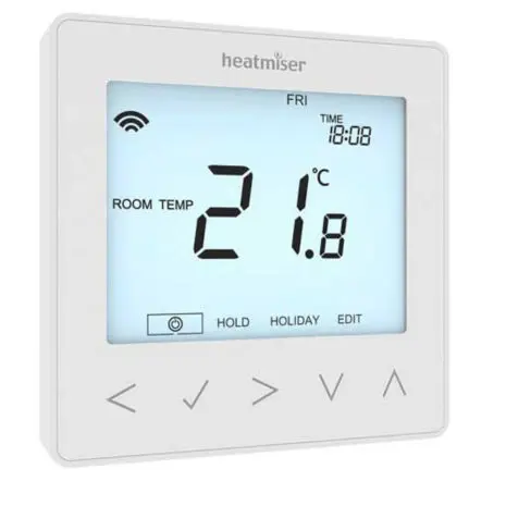 neoStat V2 white thermostat Wired Heatmiser neoStat V2 thermostat for underfloor heating in white.
