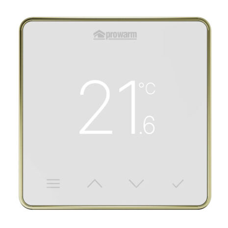 proWarm Touch IQ S Series-White Thermostat brass trim
